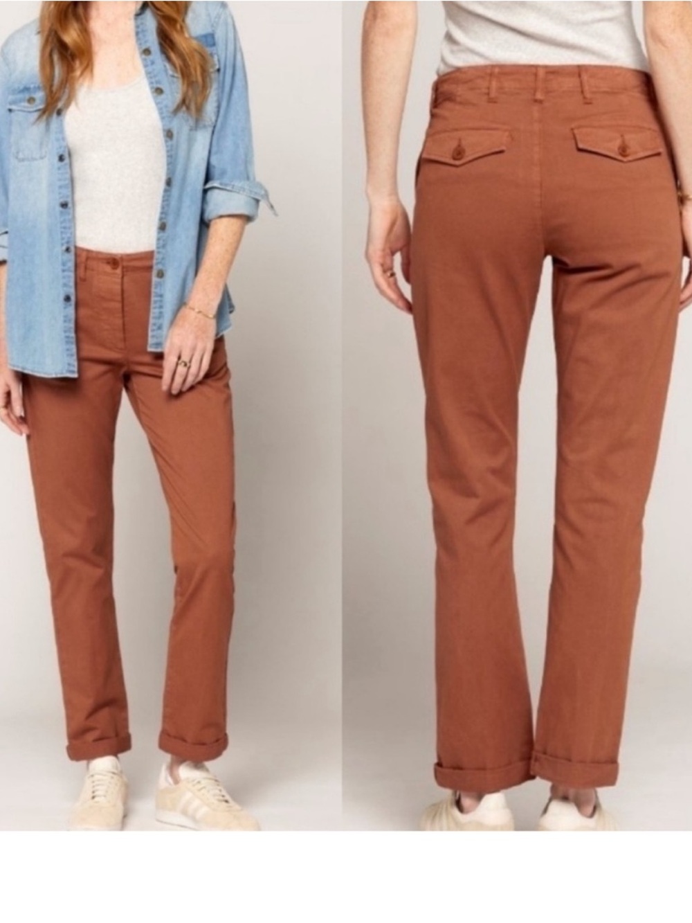 Current/Elliot The Captain Pant cuffed trouser rust brown Cappuccino size 31